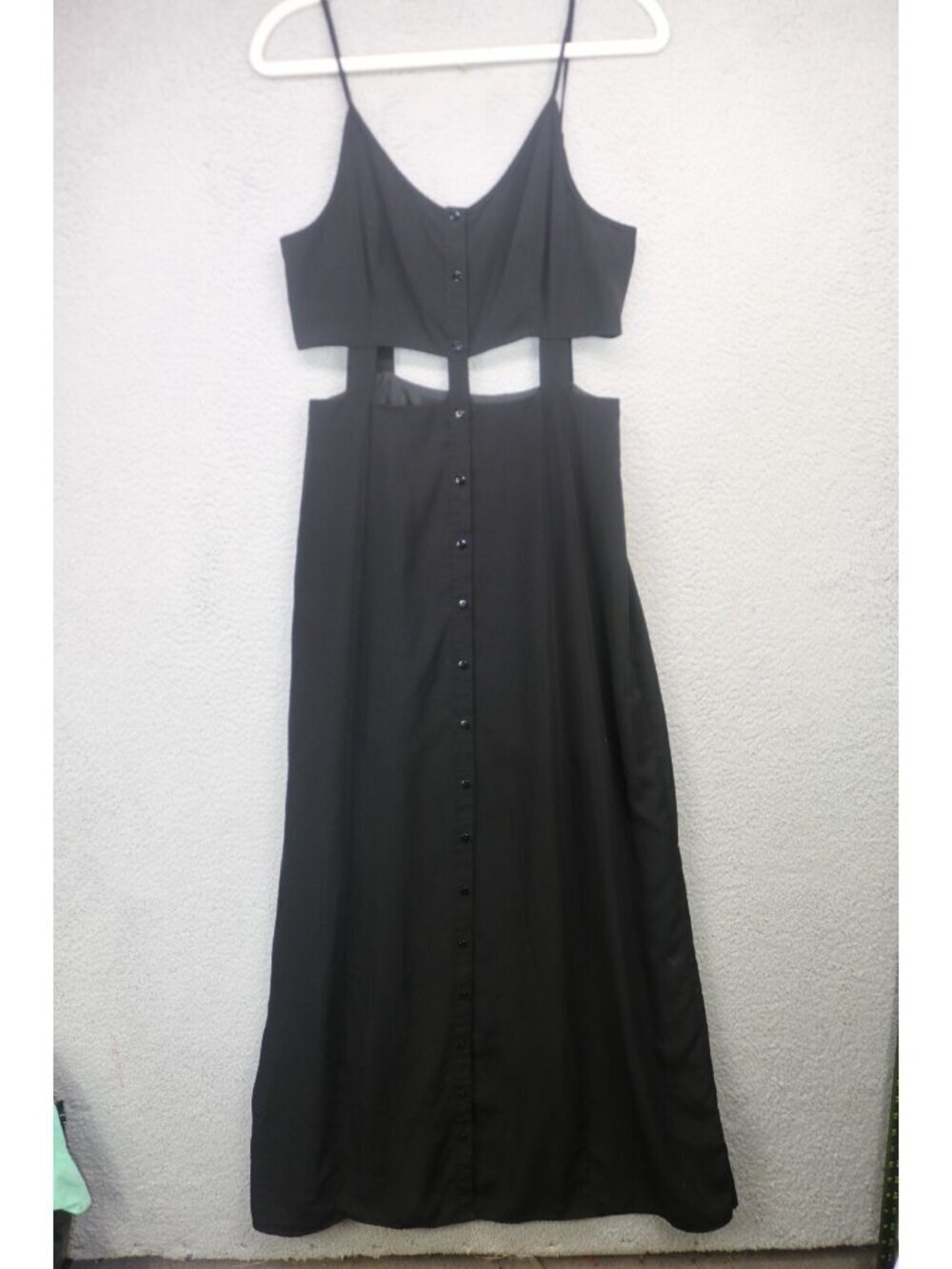 Pins & Needles Black Strappy Button Up Cut Out Maxi Dress-6-Whimsigoth-Witchy